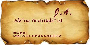 Jóna Archibáld névjegykártya